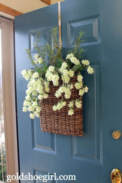 Front Door Wreath Alternative Flat Basket With Seasonal Faux Flowers