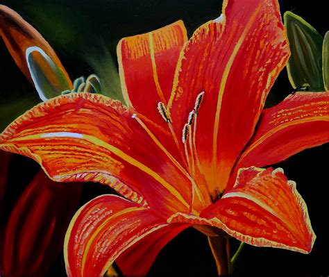 Lily Painting Flower Original Art Floral Wall Art Photorealist Etsy