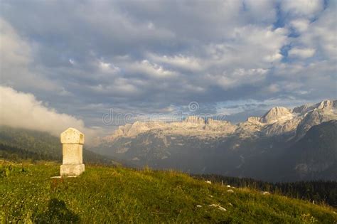 Dolomites On Italian And Slovenian Border Around Mountain Monte Ursic