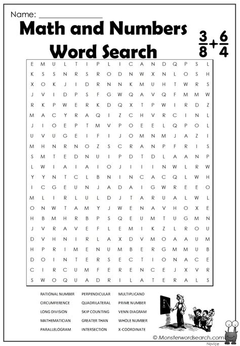 Math And Numbers Word Search Math Word Search Word Find Math