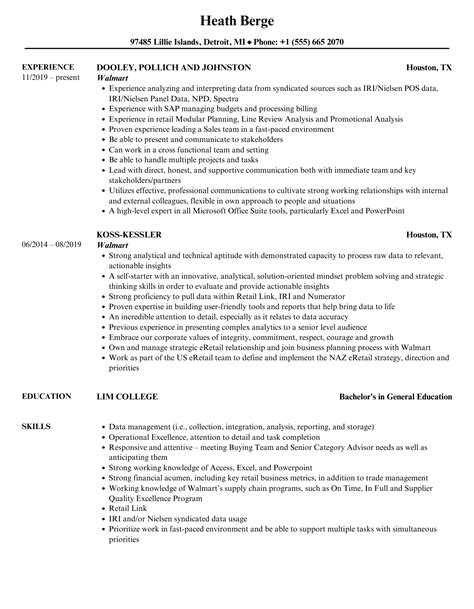 Walmart Resume Samples | Velvet Jobs