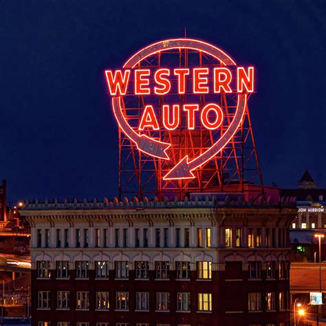 Kc Western Auto Neon Sign In Chiefs Champion Red 1x1 Photograph By