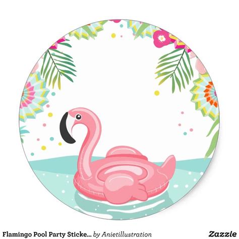 Flamingo Pool Party Sticker Tropical Pool Float Zazzle Flamingo