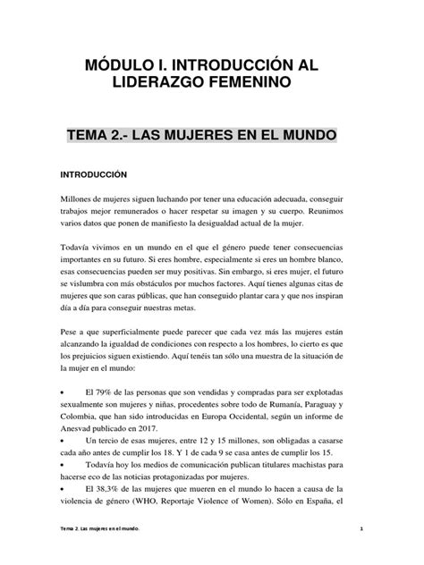 Diplomado En El Liderazgo De La Mujer Mod1 Tema2 Pdf Mujer Brecha Salarial De Género