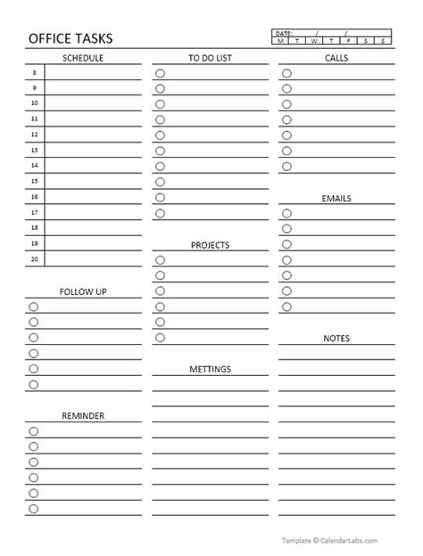 Employee Task List Template Word