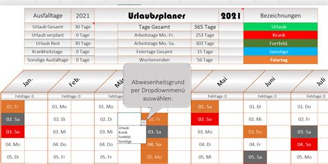 Macht der kollege heute spontan urlaub oder arbeitet er von zu hause? Dynamischer Excel Urlaubsplaner 2021 - mit Feiertagen - zum Download