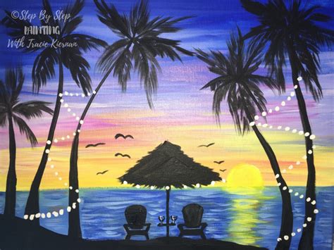How To Paint A Palm Tree Sunset Step By Step Painting