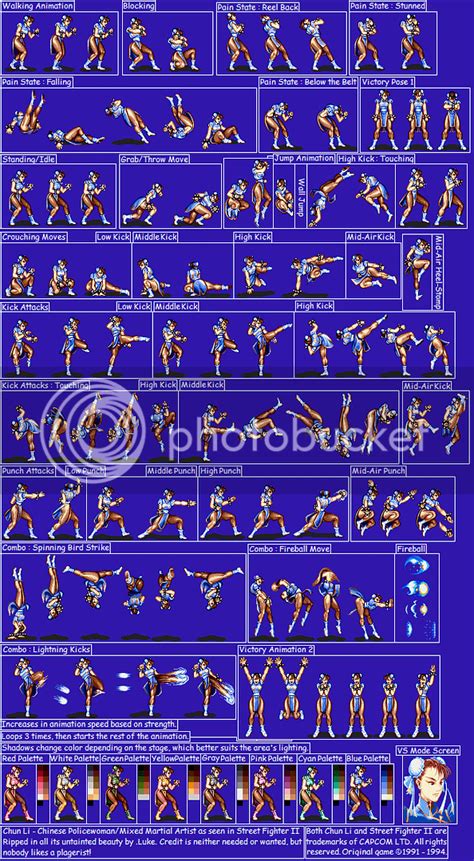 Street Fighter Ii Chun Li Sprite Sheet Complete