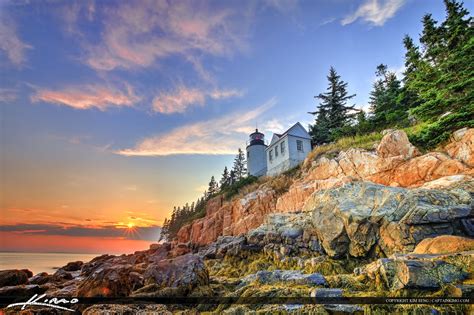Bass Harbor Lighthouse In Maine Hdr Photography By Captain Kimo