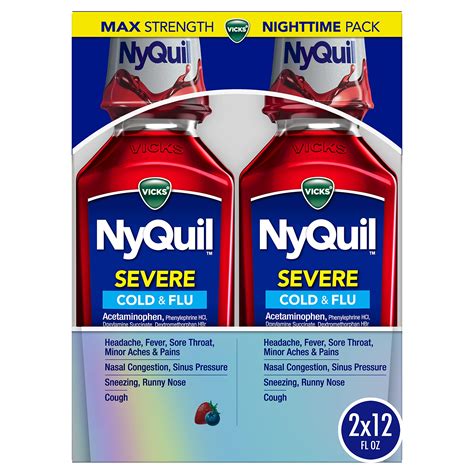 Mua Vicks NyQuil SEVERE Cold & Flu Liquid Berry Flavored Medicine, Max