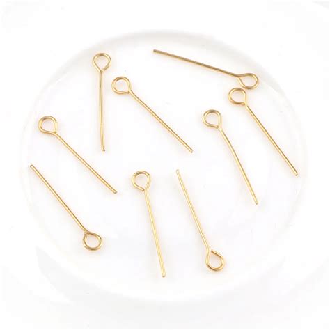 Mm Mm About Pieces Gold Color Tone Stainless Steel Eye Pins For Jewelry Making Accessories
