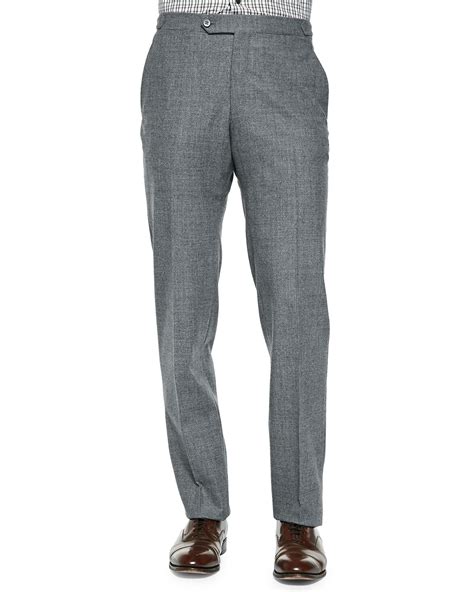 Isaia Wool Flannel Trousers Gray Neiman Marcus