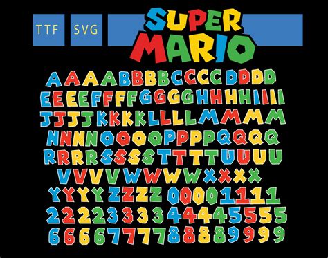 Super Mario Font Svg Cricut Clipart File Digital Alphabet Etsy