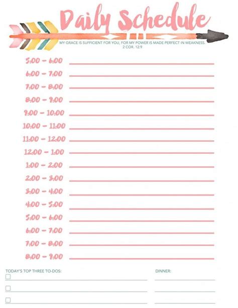 Free Printable Daily Schedule Templates