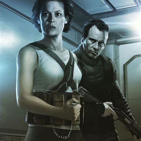 Alien Concept Art With Ripley And Hicks