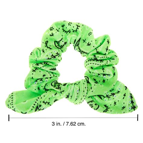 Small Bandana Knotted Bow Hair Scrunchie Neon Green Claires Us