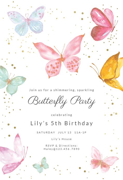 Diy Printable Butterfly Birthday Invitation Paper Paper And Party