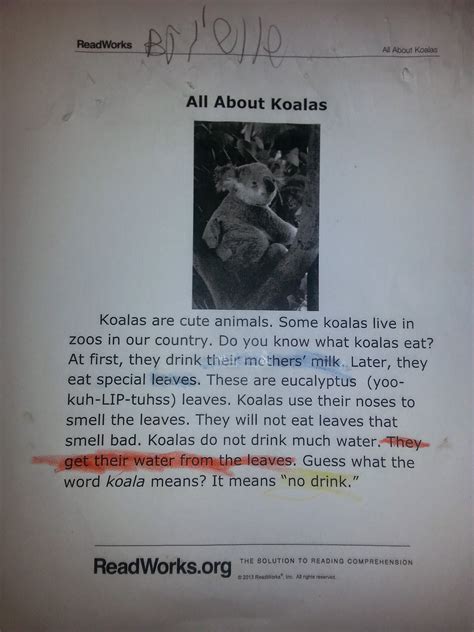 Grade 5 • module 5. Spouting About 1st Grade: Read Works...works!