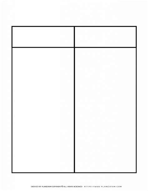 Graphic Organizer Templates Two Columns One Row Chart Planerium
