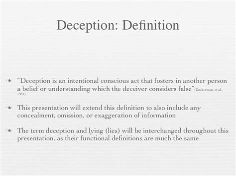 Deception Deﬁnition Deception Is