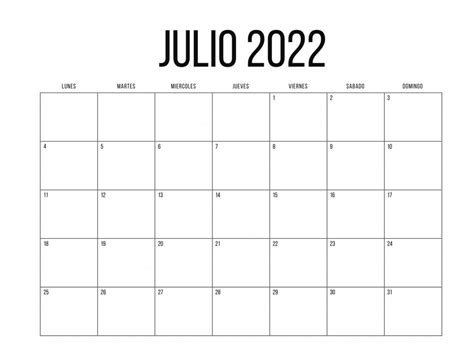 Editable Calendario Julio 2022 Chile Docalendario