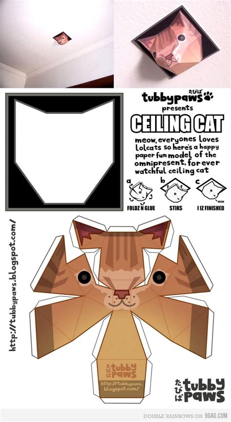 58kb, ceiling cat papercraft picture with tags: Paper Ceiling Cat (DIY) | Paper crafts, Origami paper ...