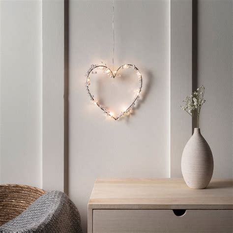 Pearl Bead Fairy Light Heart Wreath By Lights4fun