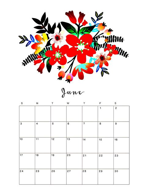 Printable June 2018 Floral Desk Calendar Calendar Craft Flower