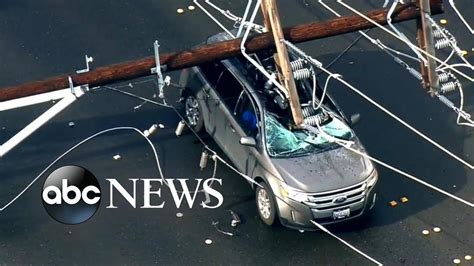 Couple Survives After Electrical Pole Slams Into Their Car YouTube
