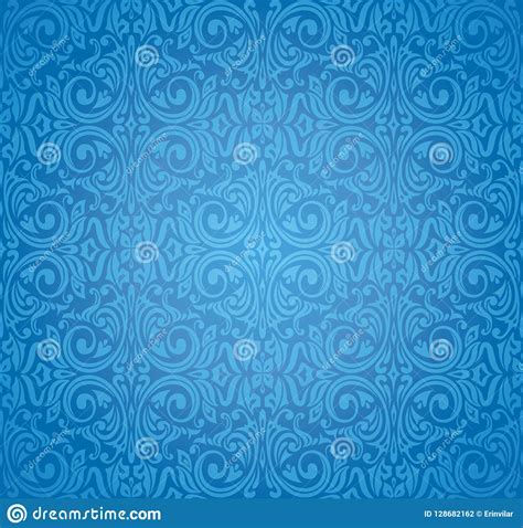 Turkish Blue Vector Pattern Wallpaper Design Background Stock Vector