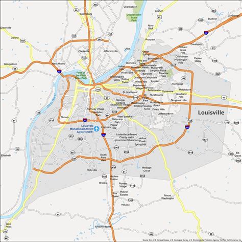 Map Of Louisville Kentucky Streets And Neighborhoods