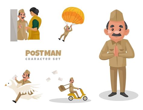 Premium Vector Cartoon Illustration Of Postman Character Set