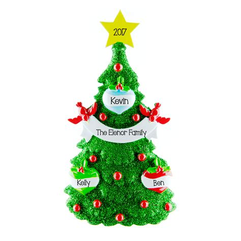 Green Tree 3 Personalised Hanging Christmas Decoration  The Embroidery