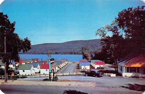 Lake George New York Burtons Marine Village Vintage Postcard Ja7471889