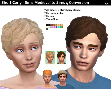 Mod The Sims Sims Medieval To Sims 4 Conversion Short Curly By Oepu