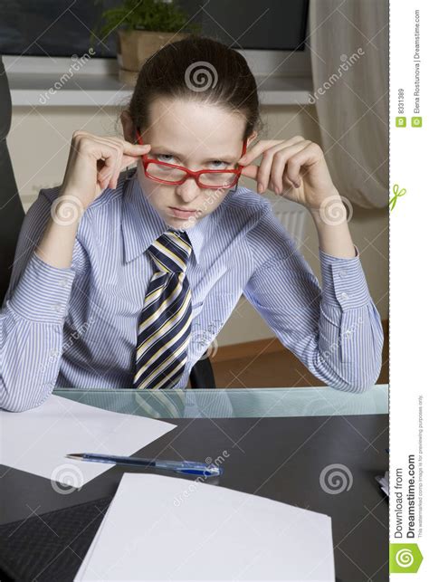 Angry Secretary In Glasses Stock Image Image Of Woman