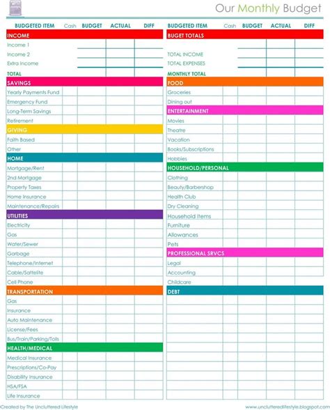 Printable Blank Monthly Budget Worksheet Budget Templates Monthly