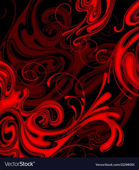 Abstract Red Fire Swirls On Black Background Vector Image
