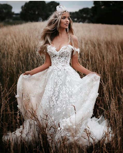 Off Shoulder Wedding Dresses Country Style A Line Bridal Gowns Off