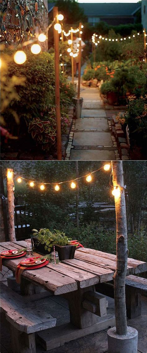 String Light Poles With Concrete Bases Garden Favorite
