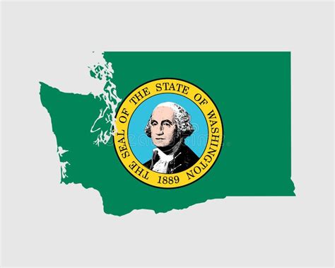 Washington State Map Flag Map Of Wa Usa With The State Flag Stock