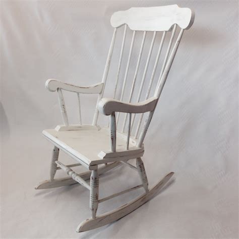 Vintage Shabby Chic Rocking Chair Painted In Two Coats Of