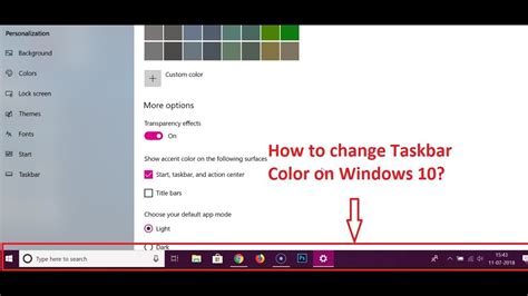 How To Change Taskbar Color On Windows 10 Youtube