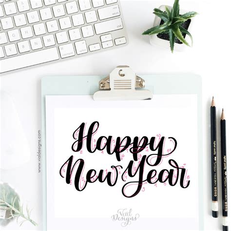 How To Write Happy New Year In Calligraphy Free Practice Worksheet