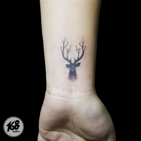 Deer Tattoo Small Black And Grey Wrist Tattoos For Guys Small