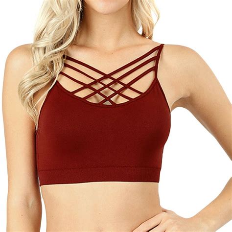 saronite cutout bralette sports bra crop top caged strappy criss cross cleavage workout