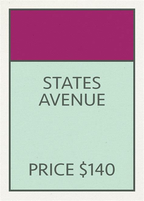 States Avenue Vintage Retro Monopoly Board Game Card Mixed Media By