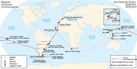 Magellan Route Map Ferdinand Magellan Elcano Islands In The Pacific