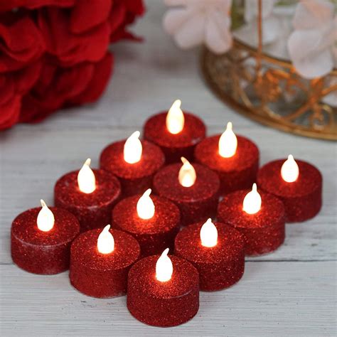 Buy 12 Pack Red Glitter Flameless Led Candles Battery Operated Tea