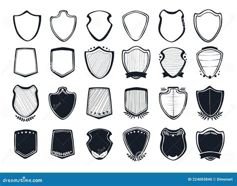 Hand Drawn Shields Set Stock Vector Illustration Of Badge 224003840